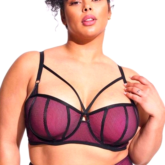 ♥️NWT VINTAGE TORRID UNDERWIRE BRA FISHNET SATIN STRAPPY BRALETTE - Picture 10 of 14